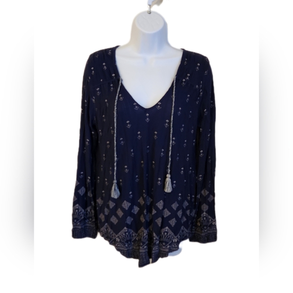 Lucky Brand Tops - Lucky Brand Bohemian Blouse Navy  Size Small ☆NWOT☆